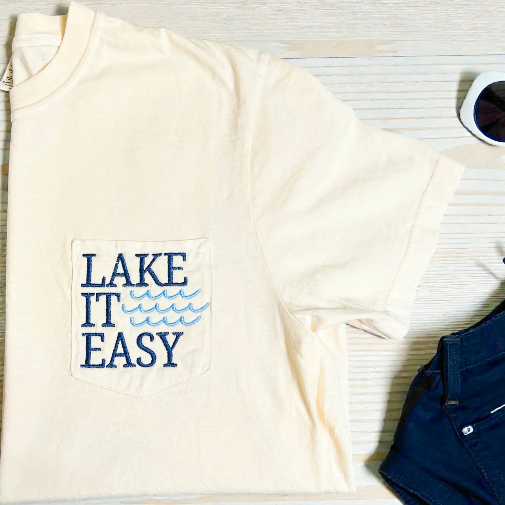 Lake It Easy Embroidered Tee Embellish by Arwa